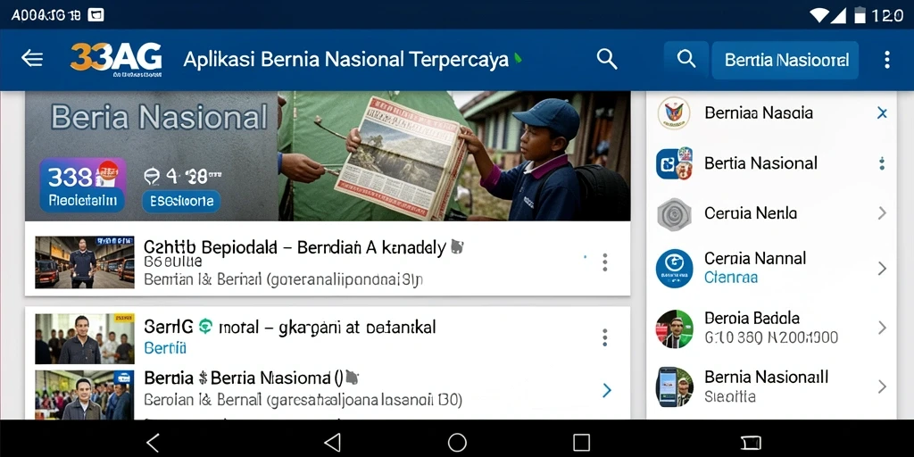 Antarmuka aplikasi 33AG menampilkan berita nasional terkini dengan jelas.