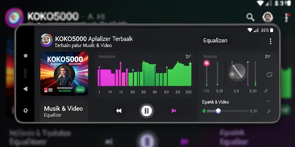 Tampilan antarmuka aplikasi KOKO5000 dengan fitur Equalizer yang lengkap.