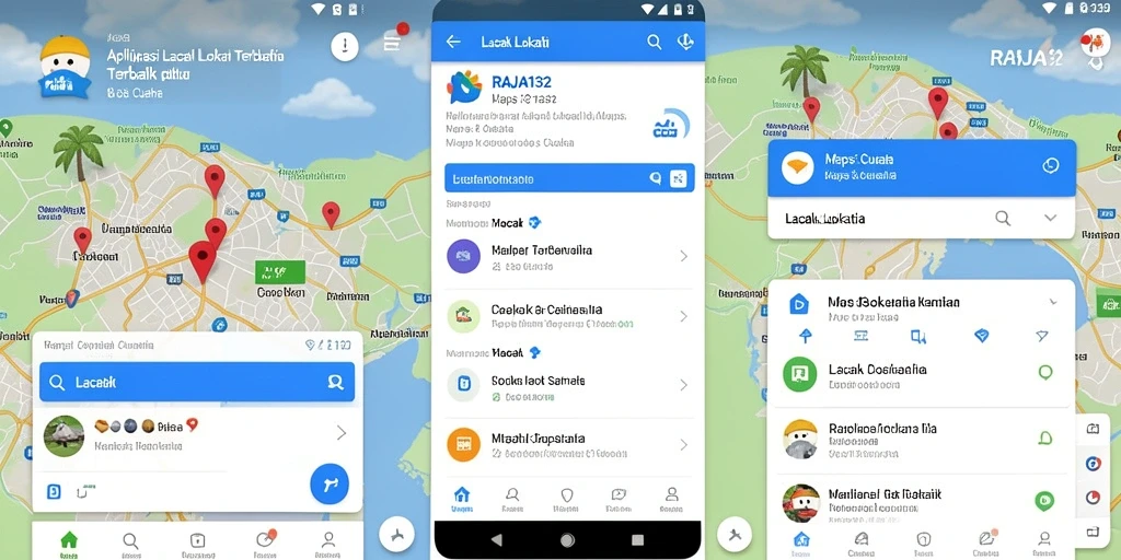 Antarmuka pengguna RAJA132 untuk Lacak Lokasi yang intuitif dan informatif.